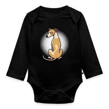 Whippet Windhund Whippets Windhundbesitzer - Baby Bio-Langarm-Body - Schwarz - Vorne