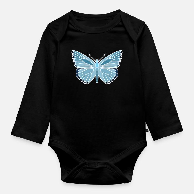 Silbergrüner Bläuling - Baby Bio-Langarm-Body - Schwarz