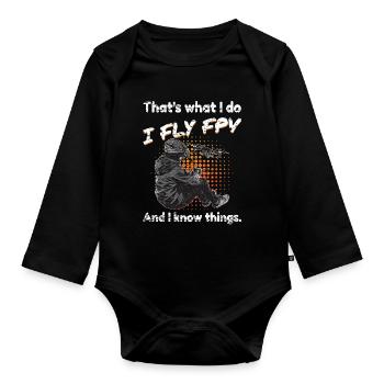 FPV Drone Pilot Freestyle & Racing Gift - Organic Longsleeve Baby Bodysuit - black - Front