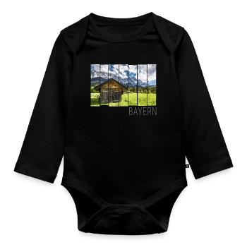 Garmisch Partenkirchen in Bayern Alpen Panorama - Baby Bio-Langarm-Body - Schwarz - Vorne