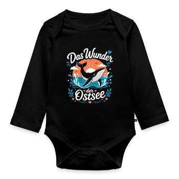 Wunder der Ostsee – Wal & Sonne - Baby Bio-Langarm-Body - Schwarz - Vorne