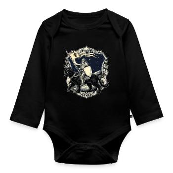 Ren Faire Medieval Knight Cat Renaissance - Organic Longsleeve Baby Bodysuit - black - Front