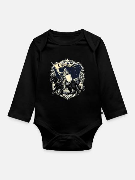 Ren Faire Mittelalterliche Ritterkatzen-Renaissance - Baby Bio-Langarm-Body - Schwarz