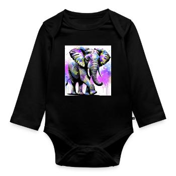 Elefant - Baby Bio-Langarm-Body - Schwarz - Vorne