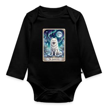 Samoyeds under the Northern Lights - Organic Longsleeve Baby Bodysuit - black - Front
