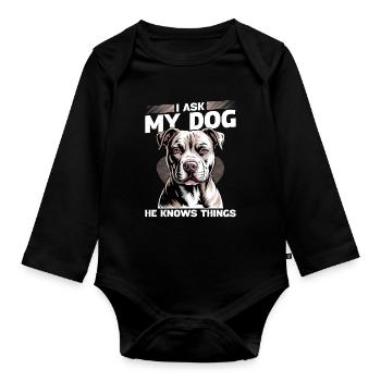 Pitbull Terrier Pittie Dog Breed - Baby Bio-Langarm-Body - Schwarz - Vorne