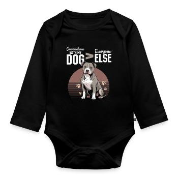 Pitbull Terrier Race de chien pittie - Body Bébé bio manches longues - noir - Devant