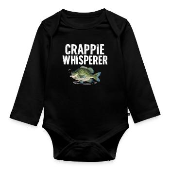 Crappie Flüsterer Fischmotiv - Baby Bio-Langarm-Body - Schwarz - Vorne