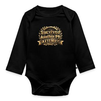 Survived Another PR Attempt Funny PR Gym Gift - Organic Longsleeve Baby Bodysuit - black - Front