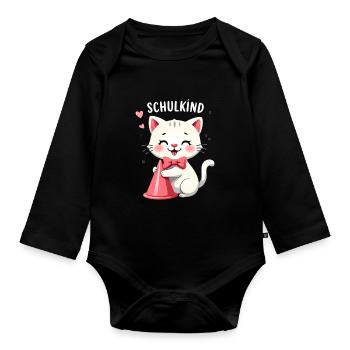 Schulkind 2026 Einschulung 2026 Schulanfang - Baby Bio-Langarm-Body - Schwarz - Vorne