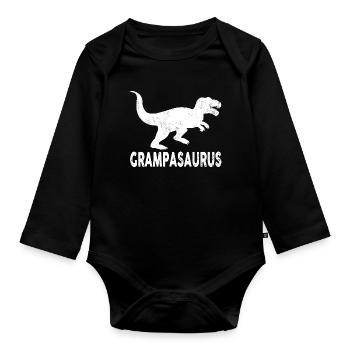 GrampaSaurus T-Rex Silhouette - Baby Bio-Langarm-Body - Schwarz - Vorne
