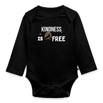 Kindness Is Free – Gold Handshake Minimal T-Shirt - Organic Longsleeve Baby Bodysuit - black - Front