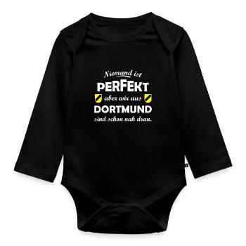 Dortmund Spruchshirt - Baby Bio-Langarm-Body - Schwarz - Vorne