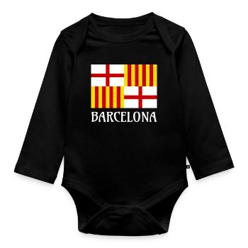 Flag Red White Yellow Barcelona Patriotic Banner - Organic Longsleeve Baby Bodysuit - black - Front