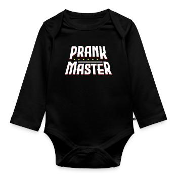 Prank Master Bold Retro Logo - Baby Bio-Langarm-Body - Schwarz - Vorne