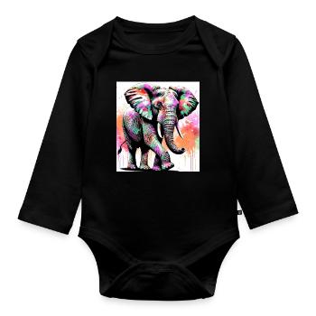 Elefant - Baby Bio-Langarm-Body - Schwarz - Vorne