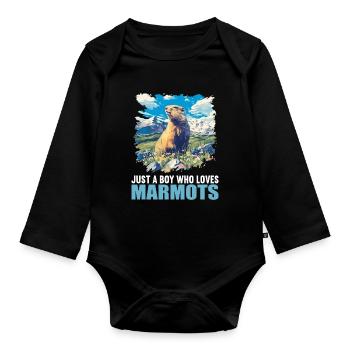 Murmeltiere Murmeltier - Baby Bio-Langarm-Body - Schwarz - Vorne