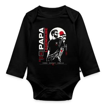 Papa Légendaire Style Japonais - Body Bébé bio manches longues - noir - Devant