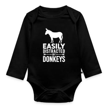 Esel Sprüche Esel Lustiges Esel Geschenk - Baby Bio-Langarm-Body - Schwarz - Vorne