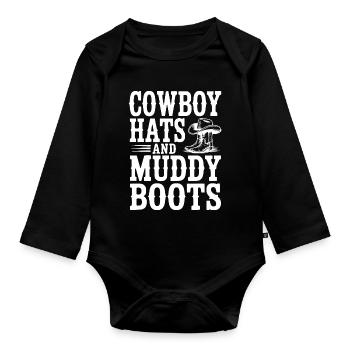 Cowboyhüte und matschige Stiefel - Baby Bio-Langarm-Body - Schwarz - Vorne