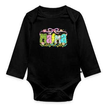 Mama Retro Flashy | Neon Style Mother's Day - Organic Longsleeve Baby Bodysuit - black - Front