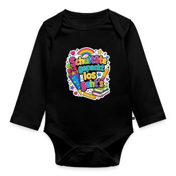 Schulkind 2026 Einschulung 2026 Schulanfang - Baby Bio-Langarm-Body - Schwarz - Vorne
