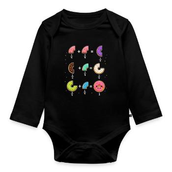 Donut Brüche Mathe Lernen mit Humor - Baby Bio-Langarm-Body - Schwarz - Vorne