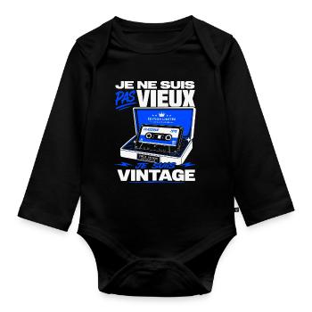 Je Ne Suis Pas Vieux Cassette Vintage - Body Bébé bio manches longues - noir - Devant