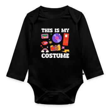 Retro Back to the 80s Vintage Design - Baby Bio-Langarm-Body - Schwarz - Vorne