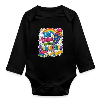 Schulkind 2026 Einschulung 2026 Schulanfang - Baby Bio-Langarm-Body - Schwarz - Vorne