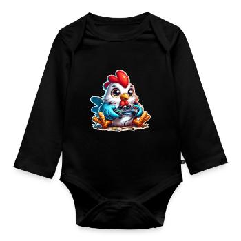 Chicken Gaming Gamer - Organic Longsleeve Baby Bodysuit - black - Front