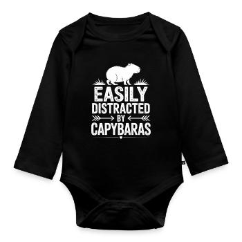 Capybara Sprüche Capybara Lustig Capybara Geschenk - Baby Bio-Langarm-Body - Schwarz - Vorne