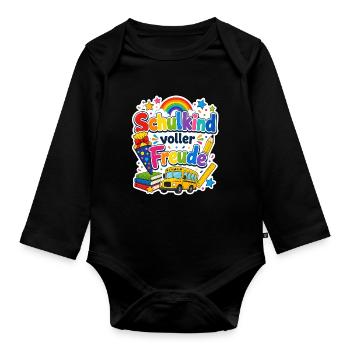 Schulkind 2026 Einschulung 2026 Schulanfang - Baby Bio-Langarm-Body - Schwarz - Vorne