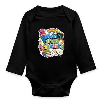 Schulkind 2026 Einschulung 2026 Schulanfang - Baby Bio-Langarm-Body - Schwarz - Vorne