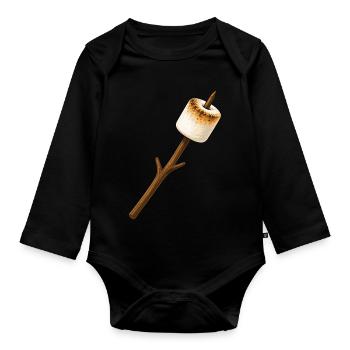 Roasted marshmallow on a stick - Organic Longsleeve Baby Bodysuit - black - Front