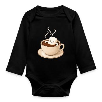 Süßer Marshmallow in heißer Schokolade  - Baby Bio-Langarm-Body - Schwarz - Vorne