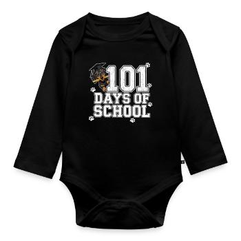 101 Days School Dachshund Glasses Paws Cute Kids - Organic Longsleeve Baby Bodysuit - black - Front