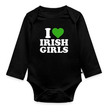 J’adore les filles irlandaises - Body Bébé bio manches longues - noir - Devant