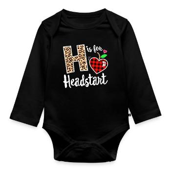 Headstart Leopard H Plaid Heart - Organic Longsleeve Baby Bodysuit - black - Front
