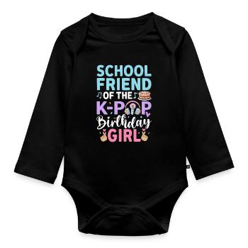 Amie d’école de la fille anniversaire de la K-Pop - Body Bébé bio manches longues - noir - Devant