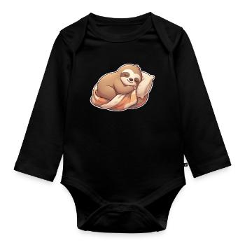 Faultier Schlafen - Baby Bio-Langarm-Body - Schwarz - Vorne