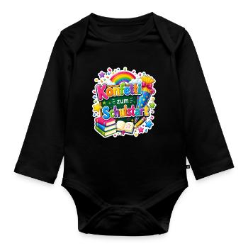 Schulkind 2026 Einschulung 2026 Schulanfang - Baby Bio-Langarm-Body - Schwarz - Vorne