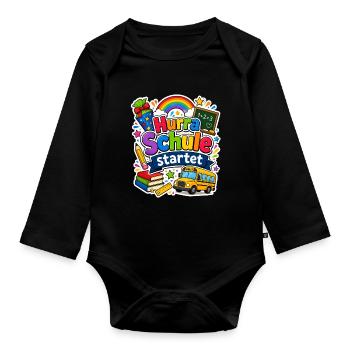 Schulkind 2026 Einschulung 2026 Schulanfang - Baby Bio-Langarm-Body - Schwarz - Vorne