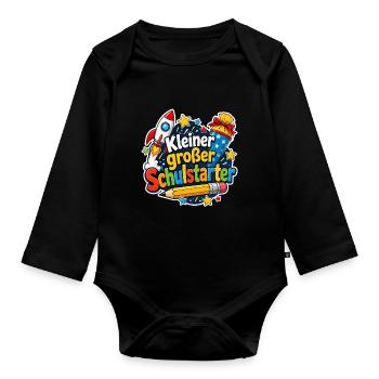 Schulkind 2026 Einschulung 2026 Schulanfang - Baby Bio-Langarm-Body - Schwarz - Vorne