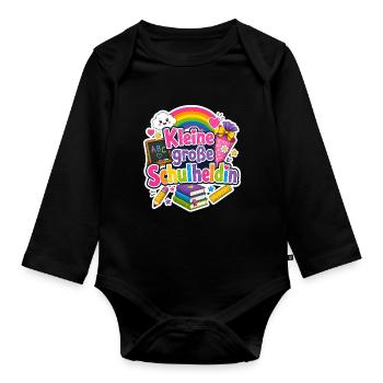 Schulkind 2026 Einschulung 2026 Schulanfang - Baby Bio-Langarm-Body - Schwarz - Vorne