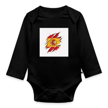 Spain Vintage Color Design Retro Style - Organic Longsleeve Baby Bodysuit - black - Front
