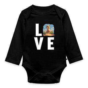Meerkat Erdmännchen - Baby Bio-Langarm-Body - Schwarz - Vorne