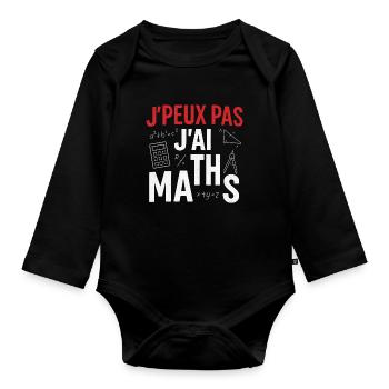 J'peux pas j'ai maths - Body Bébé bio manches longues - noir - Devant