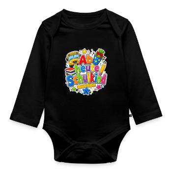 Schulkind 2026 Einschulung 2026 Schulanfang - Baby Bio-Langarm-Body - Schwarz - Vorne