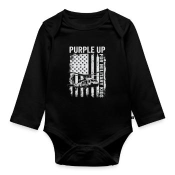 Purple Spice Up Military Kids Helicopter Military K - Organic Longsleeve Baby Bodysuit - black - Front